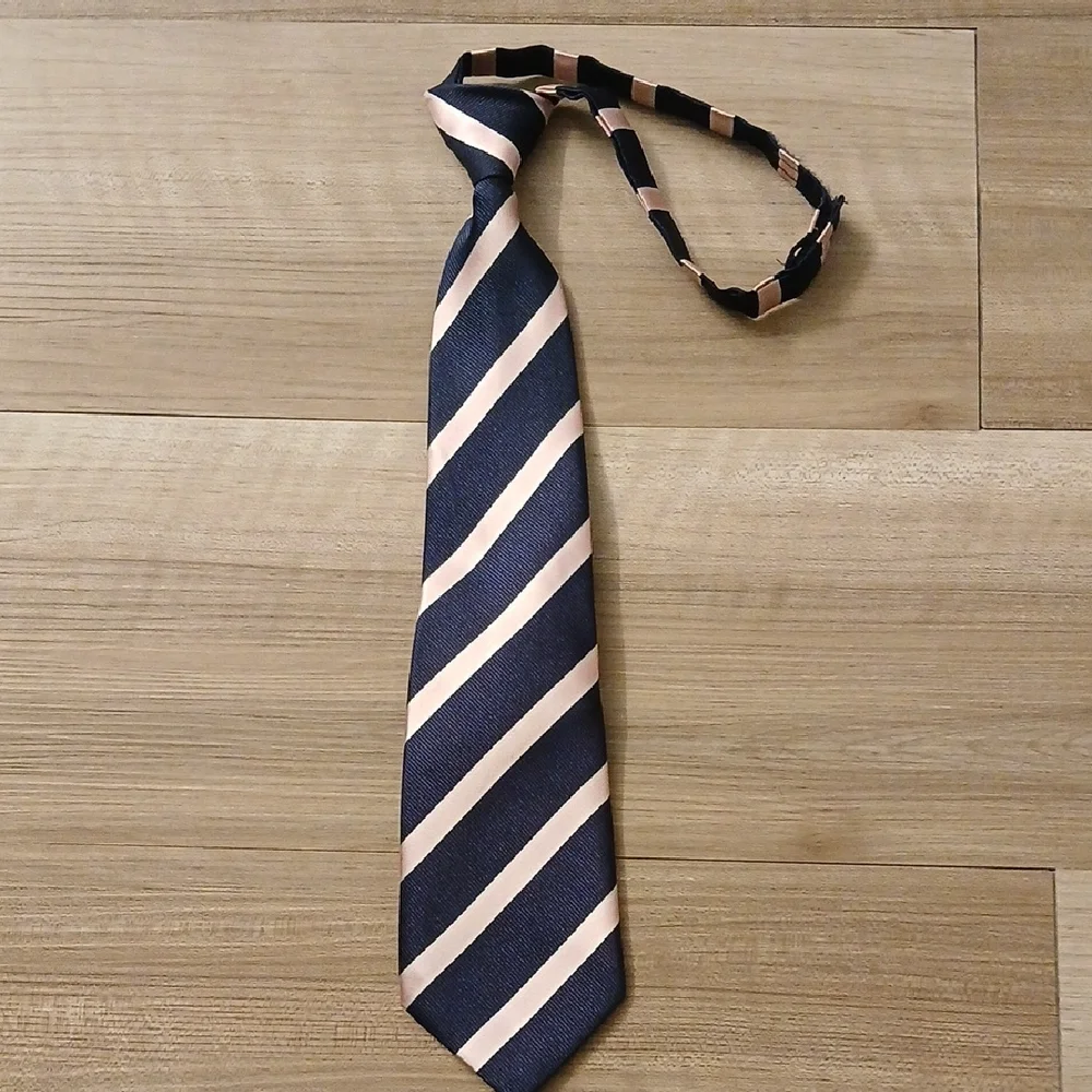 Gymboree Spring Dressy Navy and Light Pink Striped Pre-Tied Necktie (J)